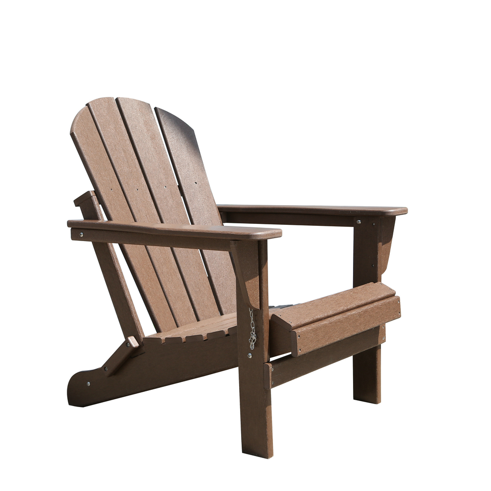 Folding Adirondack Chair with Easy Maintenance & Weather Resistant Classic Outdoor Lounge Plastic Furniture for Patio, Deck, Garden, Backyard, Beach, Pool and Fire Pit Seating,Brown