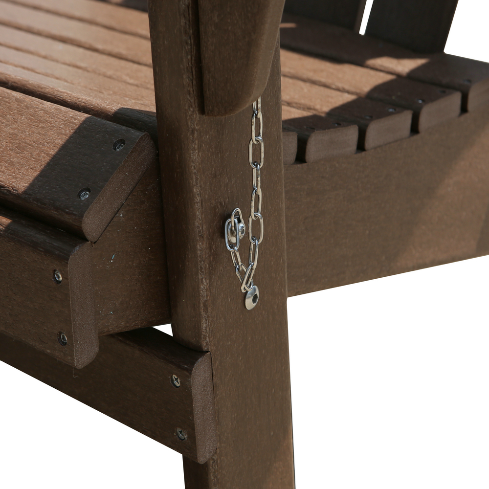 Folding Adirondack Chair with Easy Maintenance & Weather Resistant Classic Outdoor Lounge Plastic Furniture for Patio, Deck, Garden, Backyard, Beach, Pool and Fire Pit Seating,Brown